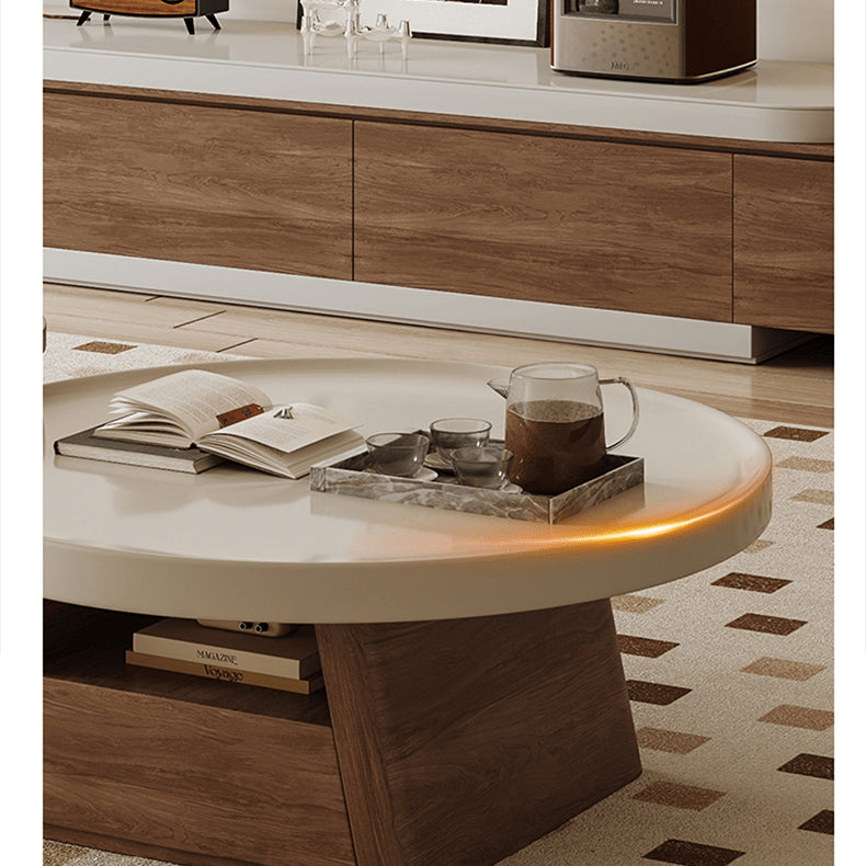 Solid Wood TV Cabinet in Elegant Beige Brown Finish hjl-1231