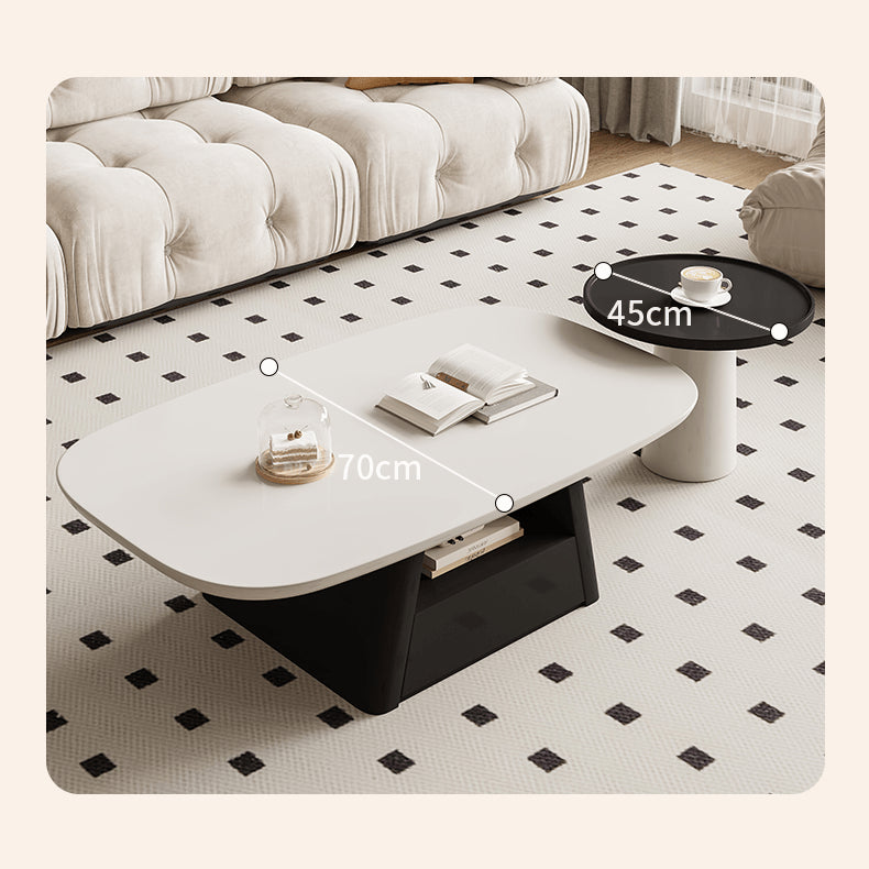 Modern White & Black Pine Wood Tea Table - Stylish & Elegant Design for Your Living Room hjl-1232