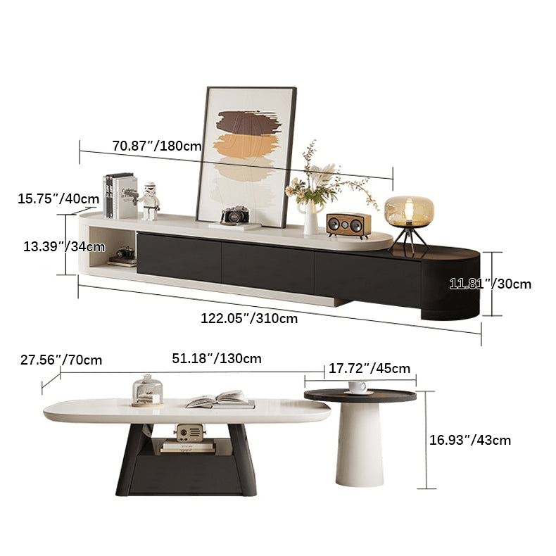 Modern White & Black Pine Wood Tea Table - Stylish & Elegant Design for Your Living Room hjl-1232