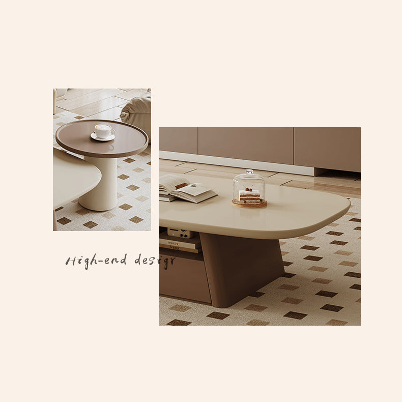 Stylish Khaki Dark Brown Pine Wood Tea Table – Elegant Living Room Accent hjl-1234