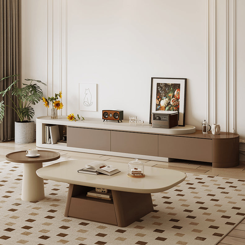 Stylish Khaki Dark Brown Pine Wood Tea Table – Elegant Living Room Accent hjl-1234