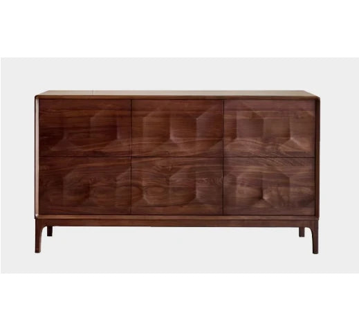 Stylish Black Walnut Wood Cabinet with Unique Geometric Design - Modern Home Storage Solution hjy-5006