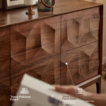 Stylish Black Walnut Wood Cabinet with Unique Geometric Design - Modern Home Storage Solution hjy-5006