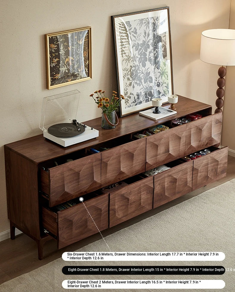 Stylish Black Walnut Wood Cabinet with Unique Geometric Design - Modern Home Storage Solution hjy-5006