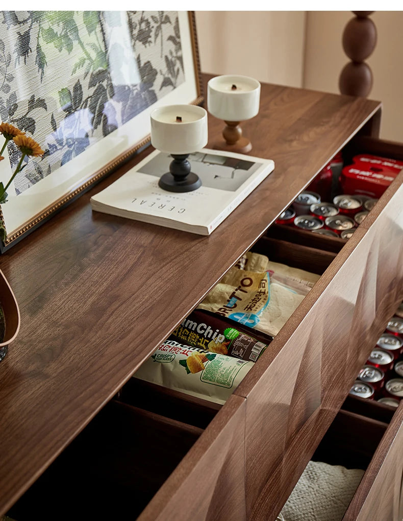 Stylish Black Walnut Wood Cabinet with Unique Geometric Design - Modern Home Storage Solution hjy-5006