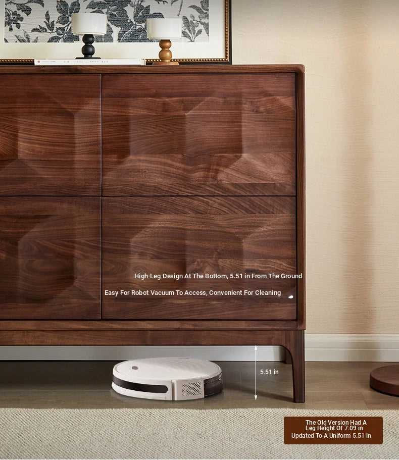 Stylish Black Walnut Wood Cabinet with Unique Geometric Design - Modern Home Storage Solution hjy-5006
