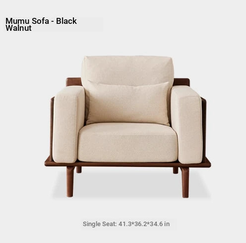 Stylish Black Walnut Wood Sofa with Pearl Cotton and Down Cotton-Ramie Upholstery - Perfect for Modern Living Spaces! hjy-5007