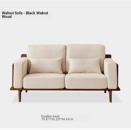 Stylish Black Walnut Wood Sofa with Pearl Cotton and Down Cotton-Ramie Upholstery - Perfect for Modern Living Spaces! hjy-5007