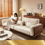 Stylish Black Walnut Wood Sofa with Pearl Cotton and Down Cotton-Ramie Upholstery - Perfect for Modern Living Spaces! hjy-5007