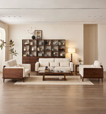 Stylish Black Walnut Wood Sofa with Pearl Cotton and Down Cotton-Ramie Upholstery - Perfect for Modern Living Spaces! hjy-5007