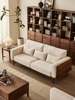 Stylish Black Walnut Wood Sofa with Pearl Cotton and Down Cotton-Ramie Upholstery - Perfect for Modern Living Spaces! hjy-5007