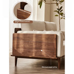 Stylish Black Walnut Wood Sofa with Pearl Cotton and Down Cotton-Ramie Upholstery - Perfect for Modern Living Spaces! hjy-5007