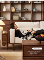Stylish Black Walnut Wood Sofa with Pearl Cotton and Down Cotton-Ramie Upholstery - Perfect for Modern Living Spaces! hjy-5007