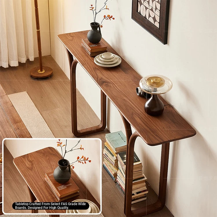 Elegant Solid Black Walnut Console Table – Modern Minimalist Design for Stylish Home Décor hjy-5008