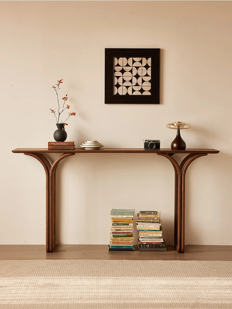 Elegant Solid Black Walnut Console Table – Modern Minimalist Design for Stylish Home Décor hjy-5008