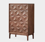 Elegant Black Walnut Dresser – Modern Design with Unique Geometric Texture, Perfect for Stylish Home Decor hjy-5009