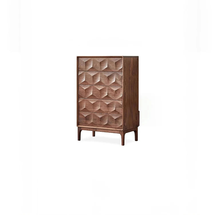 Elegant Black Walnut Dresser – Modern Design with Unique Geometric Texture, Perfect for Stylish Home Decor hjy-5009