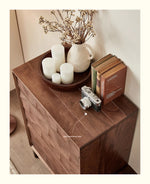 Elegant Black Walnut Dresser – Modern Design with Unique Geometric Texture, Perfect for Stylish Home Decor hjy-5009