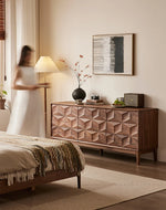 Stylish Black Walnut Wood Cabinet with Modern Geometric Design – Perfect for Home Décor and Storage hjy-5010