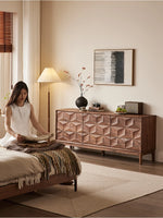 Stylish Black Walnut Wood Cabinet with Modern Geometric Design – Perfect for Home Décor and Storage hjy-5010