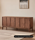 Stylish Black Walnut Wood Cabinet with Modern Geometric Design – Perfect for Home Décor and Storage hjy-5010