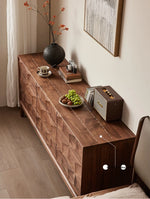 Stylish Black Walnut Wood Cabinet with Modern Geometric Design – Perfect for Home Décor and Storage hjy-5010