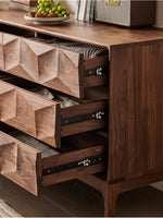 Stylish Black Walnut Wood Cabinet with Modern Geometric Design – Perfect for Home Décor and Storage hjy-5010