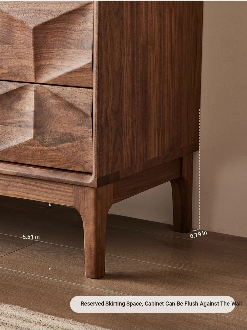 Stylish Black Walnut Wood Cabinet with Modern Geometric Design – Perfect for Home Décor and Storage hjy-5010
