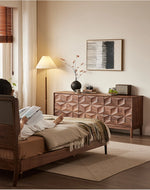 Stylish Black Walnut Wood Cabinet with Modern Geometric Design – Perfect for Home Décor and Storage hjy-5010