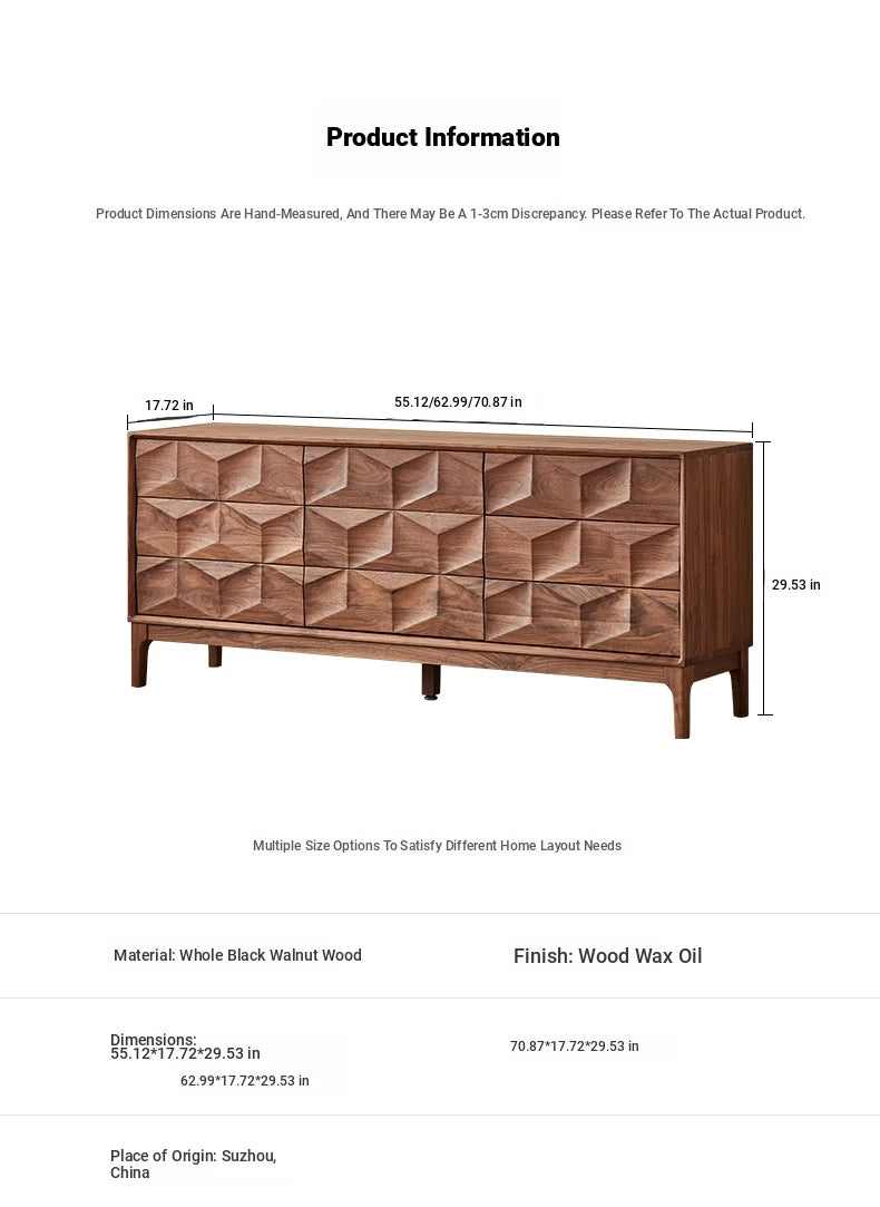 Stylish Black Walnut Wood Cabinet with Modern Geometric Design – Perfect for Home Décor and Storage hjy-5010