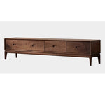 Elegant Black Walnut TV Cabinet - Modern Solid Wood Entertainment Center with Storage Drawers hjy-5011