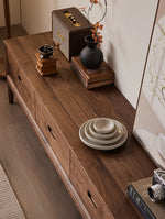 Elegant Black Walnut TV Cabinet - Modern Solid Wood Entertainment Center with Storage Drawers hjy-5011