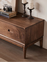 Elegant Black Walnut TV Cabinet - Modern Solid Wood Entertainment Center with Storage Drawers hjy-5011