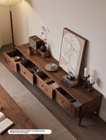 Elegant Black Walnut TV Cabinet - Modern Solid Wood Entertainment Center with Storage Drawers hjy-5011