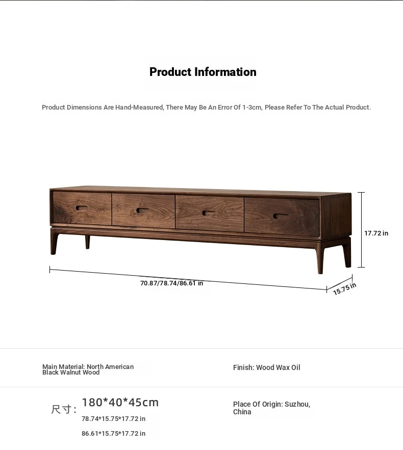 Elegant Black Walnut TV Cabinet - Modern Solid Wood Entertainment Center with Storage Drawers hjy-5011