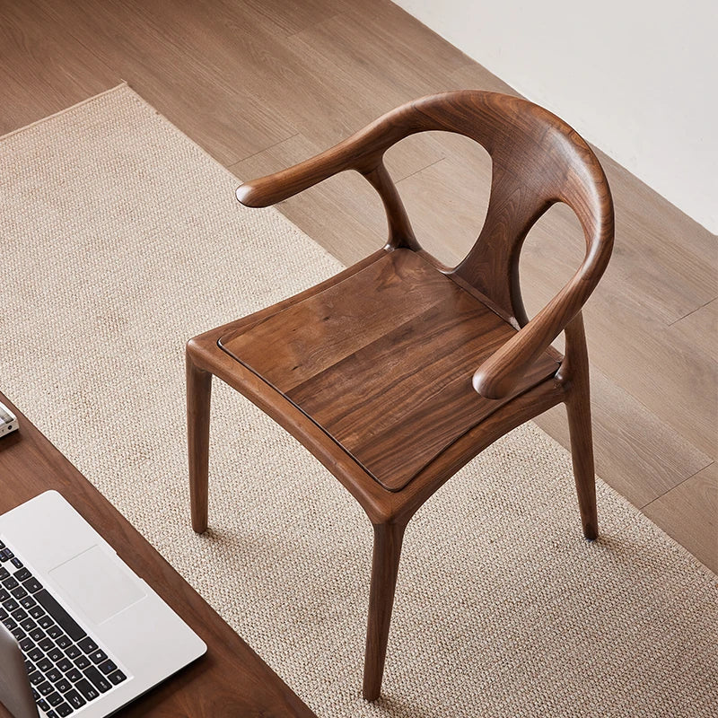 Stylish Black Walnut Wood Chair with Techno Fabric Seating – Modern Design for Home or Office hjy-5016