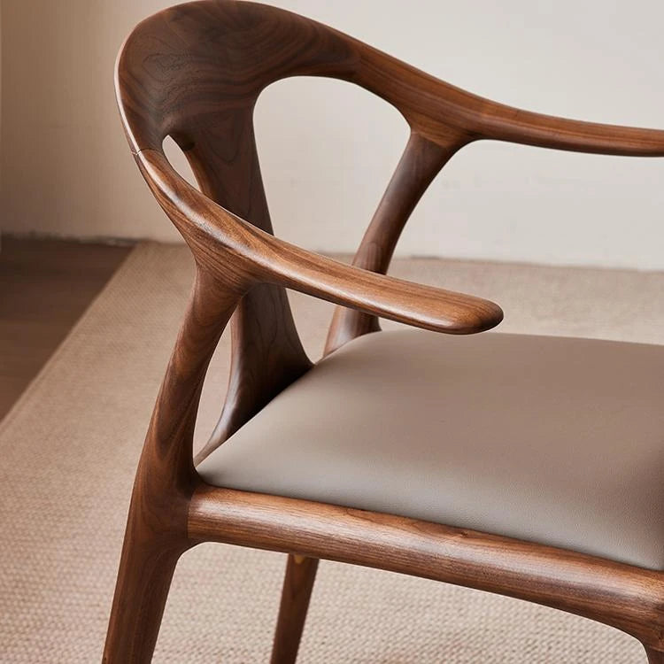 Stylish Black Walnut Wood Chair with Techno Fabric Seating – Modern Design for Home or Office hjy-5016
