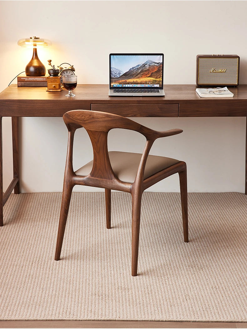 Stylish Black Walnut Wood Chair with Techno Fabric Seating – Modern Design for Home or Office hjy-5016