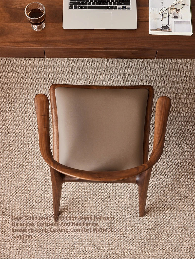 Stylish Black Walnut Wood Chair with Techno Fabric Seating – Modern Design for Home or Office hjy-5016