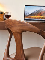 Stylish Black Walnut Wood Chair with Techno Fabric Seating – Modern Design for Home or Office hjy-5016