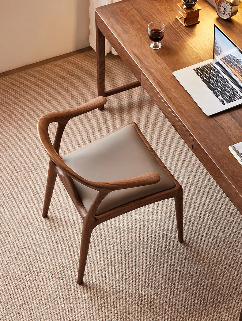 Stylish Black Walnut Wood Chair with Techno Fabric Seating – Modern Design for Home or Office hjy-5016