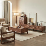 Stylish Black Walnut TV Cabinet with Geometric Design – Modern Living Room Furniture hjy-5017