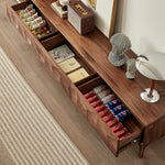 Stylish Black Walnut TV Cabinet with Geometric Design – Modern Living Room Furniture hjy-5017