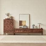 Stylish Black Walnut TV Cabinet with Geometric Design – Modern Living Room Furniture hjy-5017