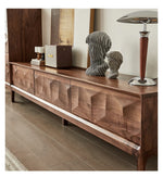 Stylish Black Walnut TV Cabinet with Geometric Design – Modern Living Room Furniture hjy-5017