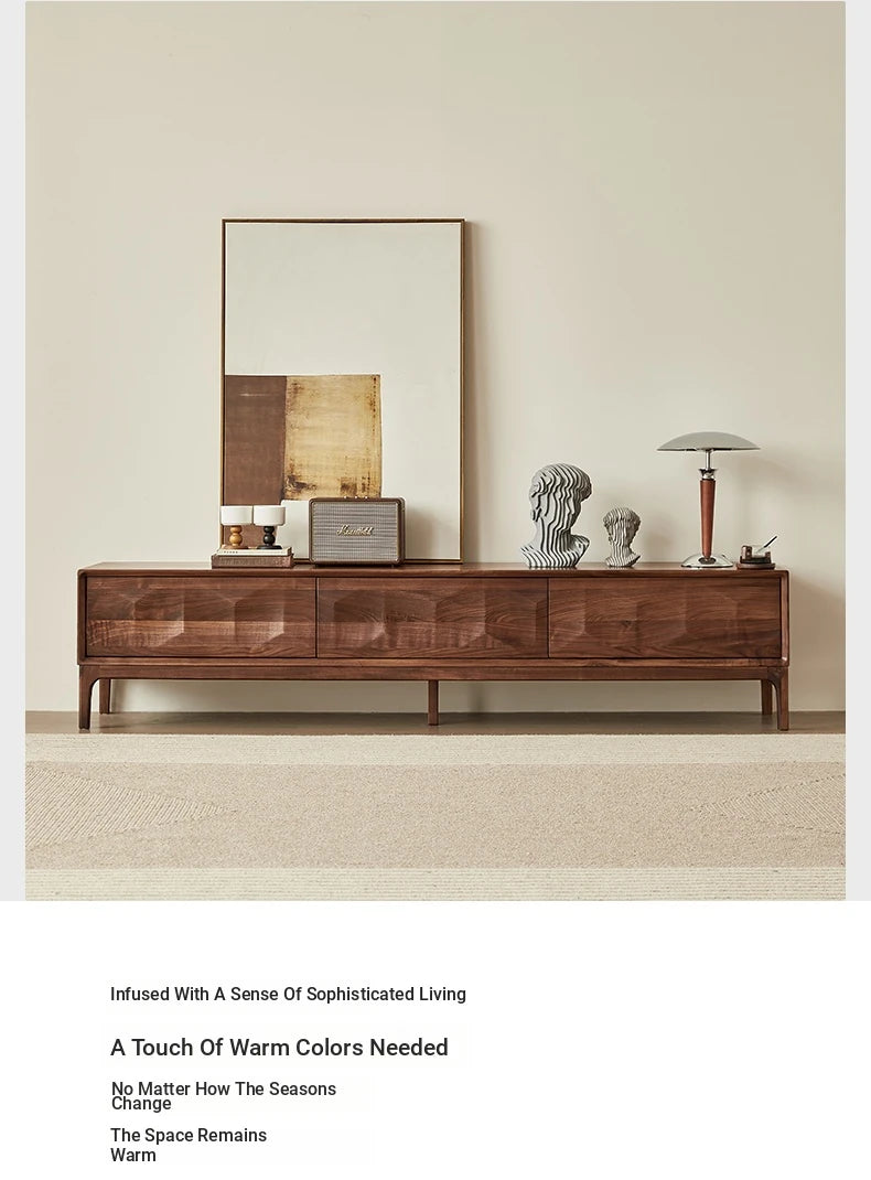 Stylish Black Walnut TV Cabinet with Geometric Design – Modern Living Room Furniture hjy-5017