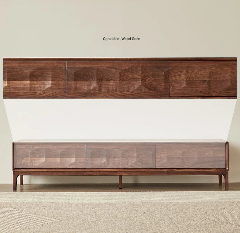 Stylish Black Walnut TV Cabinet with Geometric Design – Modern Living Room Furniture hjy-5017