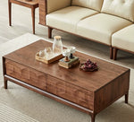 Stylish Black Walnut Wood Tea Table with Drawers – Modern Living Room Furniture hjy-5018
