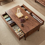 Stylish Black Walnut Wood Tea Table with Drawers – Modern Living Room Furniture hjy-5018