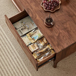 Stylish Black Walnut Wood Tea Table with Drawers – Modern Living Room Furniture hjy-5018